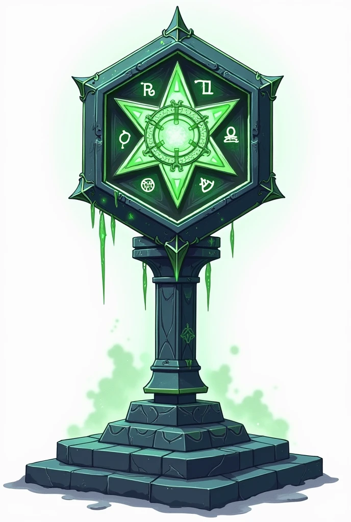 Enchanted hexagonal sign magic with signs magic for game square green no people background white anime style