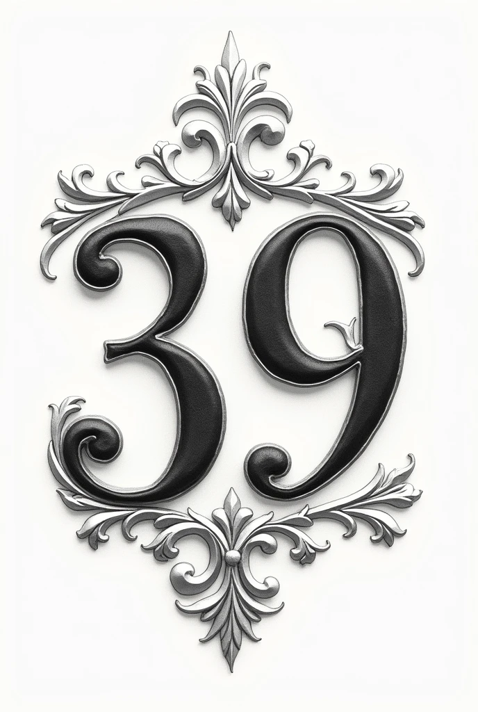 A beautiful 39 as a house number where the numbers are a bit ornate with nothing around it just the numbers, what is easy to draw 