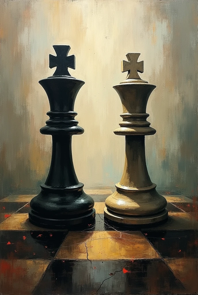 chess expressionism art, with hidden meanings about the game, small details,