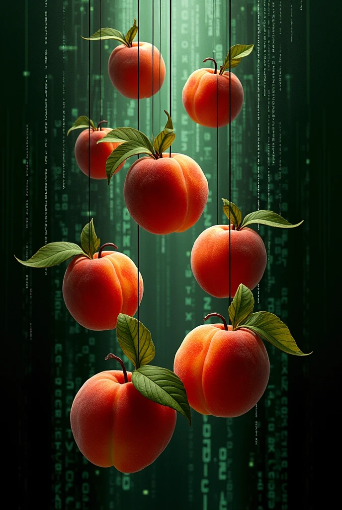 The matrix movie poster but replace people with peach