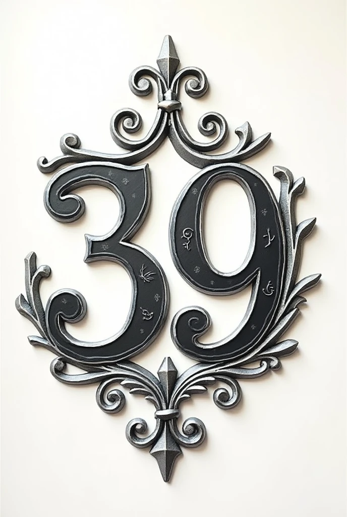 A beautiful 39 as a house number where the numbers are a bit ornate with nothing around it just the numbers, what is easy to draw