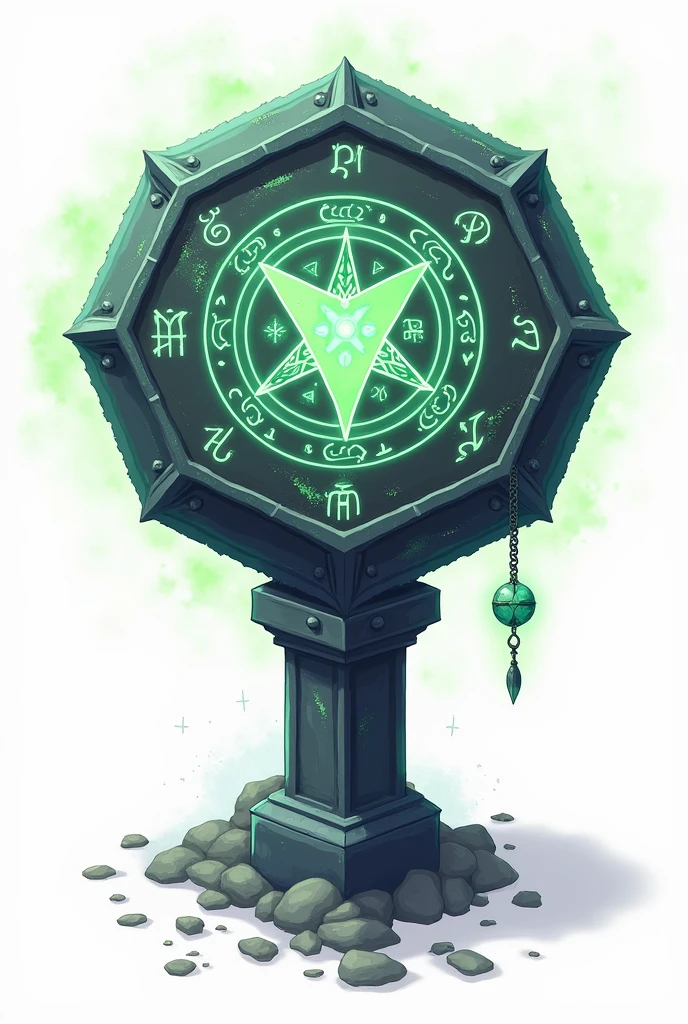Enchanted hexagonal sign magic with signs magic for game square green no people background white anime style