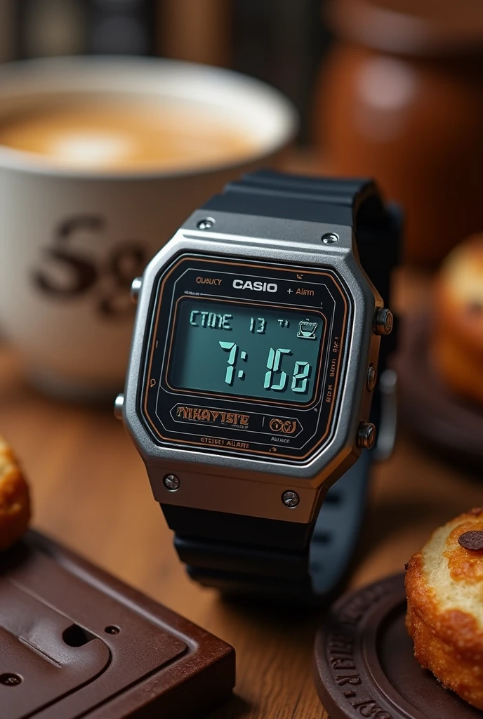 A Casio watch and you say coffee time on the screen