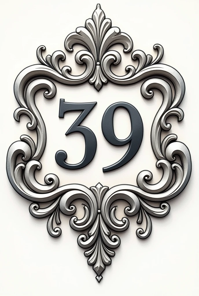 A beautiful 39 as a house number where the numbers are a bit ornate with nothing around it just the numbers, what is easy to draw