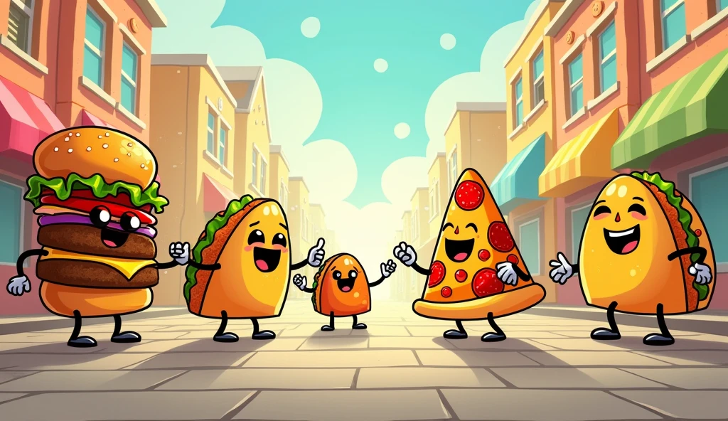 For instance, a salad may be fast food, but is definitely not junk food. Some foods like burgers, pizzas and tacos may alternate between junk and healthy categories depending on the ingredients, calories and process of manufacturing. cartoon