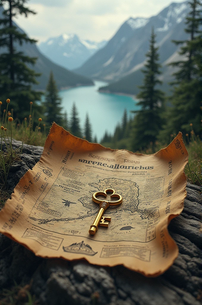 Alaska Treasure Map of a Golden Key to Lost Time with Caption