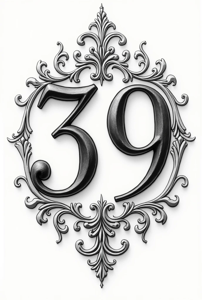 A beautiful 39 as a house number where the numbers are a bit ornate with nothing around it just the numbers, what is easy to draw
