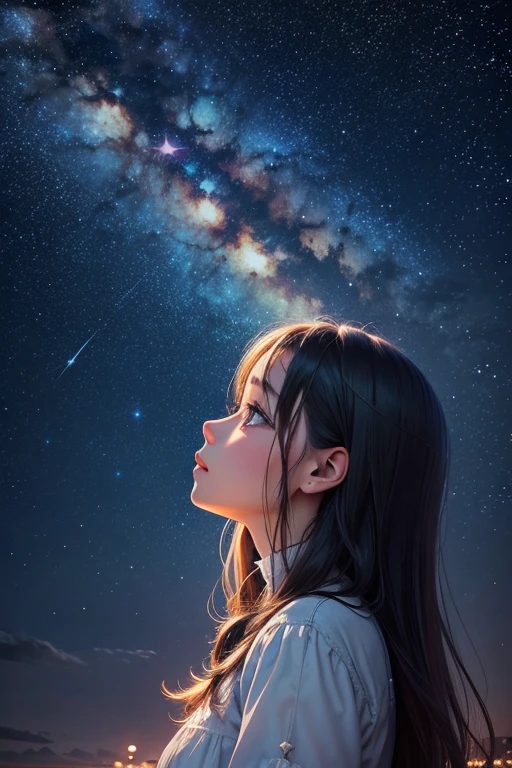 Gazing at the beautiful starry sky