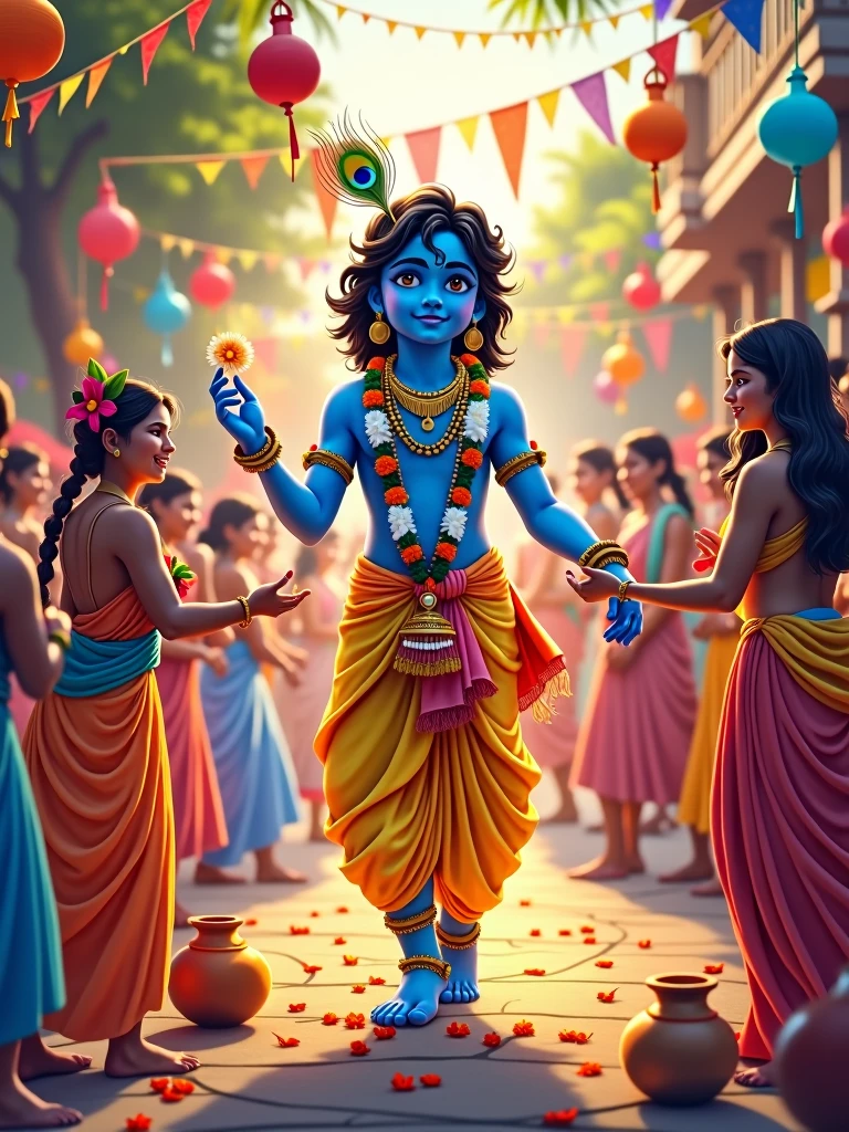 Illustration of happy Janmashtami Lord Krishna in Janmashtami festival of India