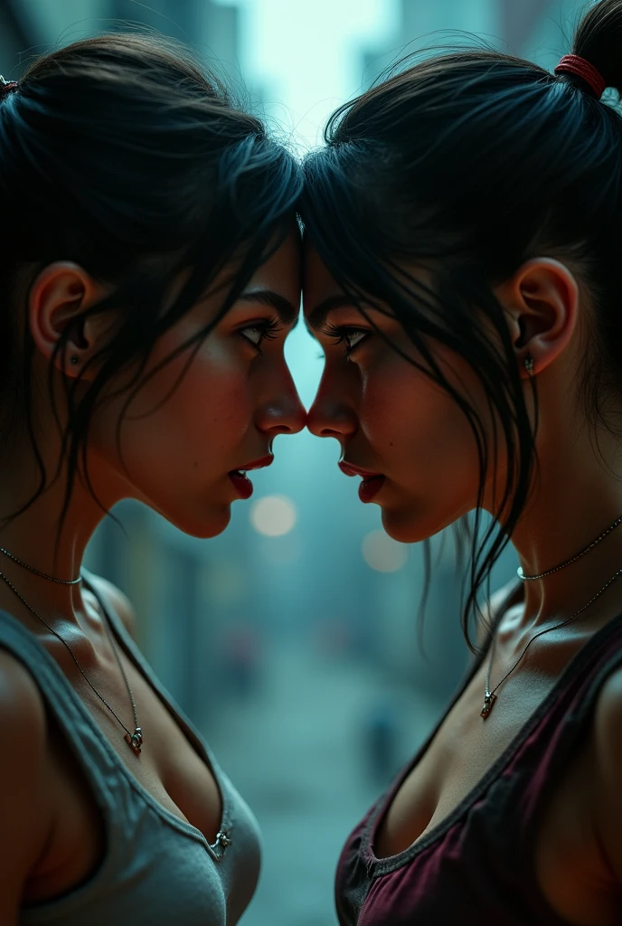 Girls nose to nose fight
