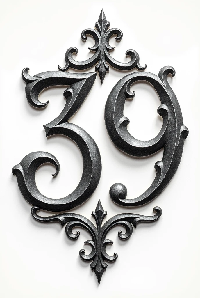 A beautiful 39 as a house number where the numbers are a bit ornate with nothing around it just the numbers, what is easy to draw