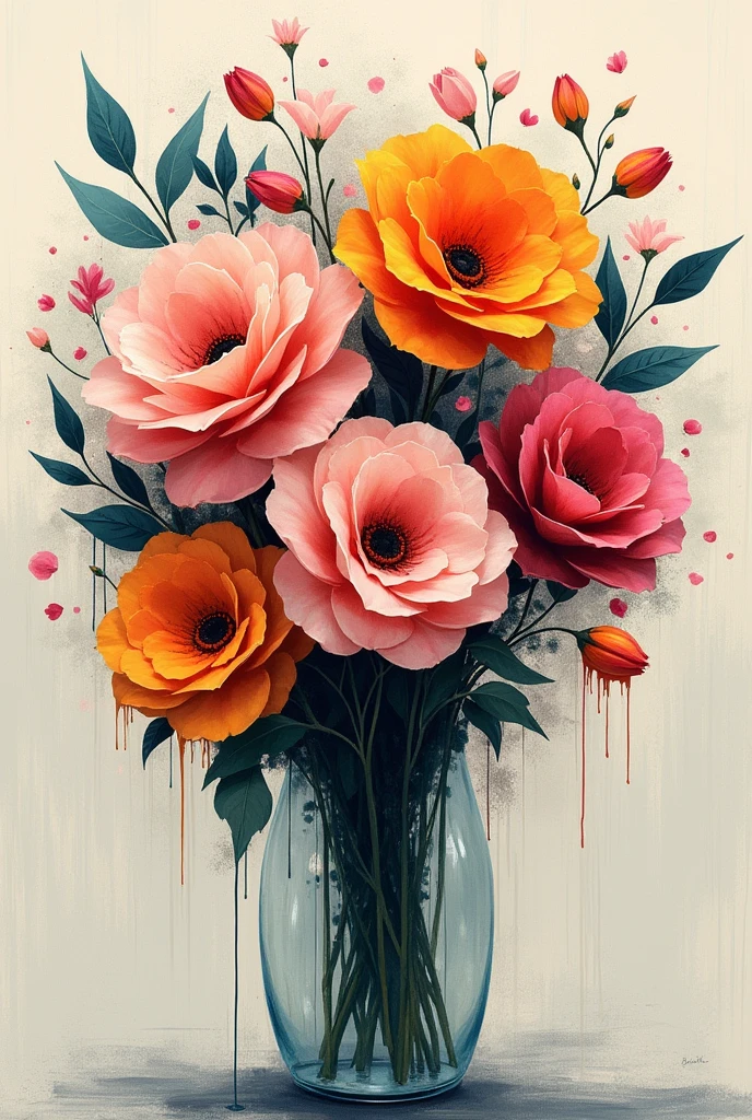 An abstract art of bunch of flowers 