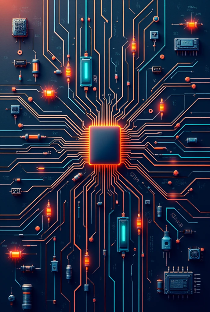 poster theme related to electronics and with schematic symbols