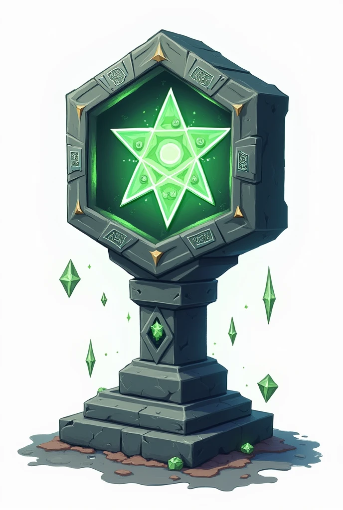 Enchanted hexagonal sign magic with signs magic for game square green no people background white anime style