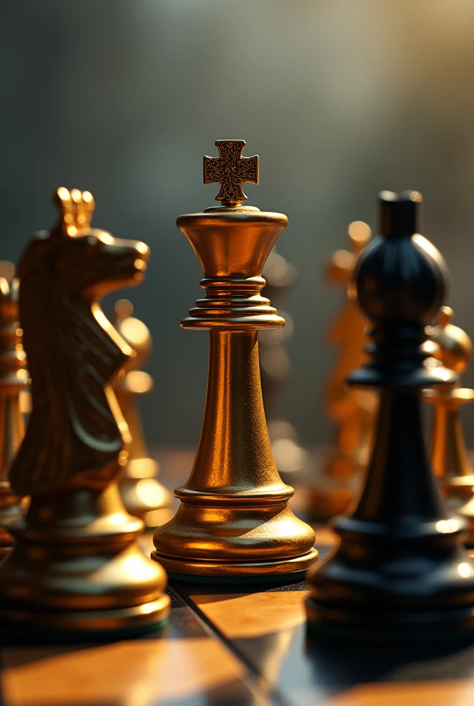 Checkmate time of a chess board gold and black combination where king got chemated by queens around him