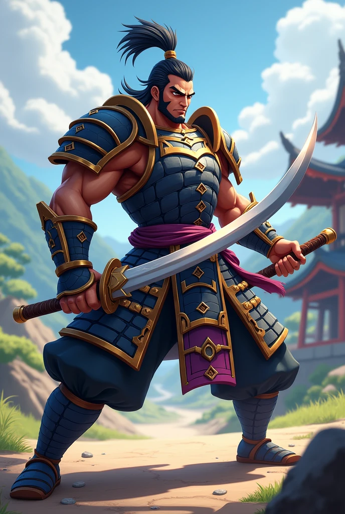 Brawl stars samurai named Kenji in a fighting position 