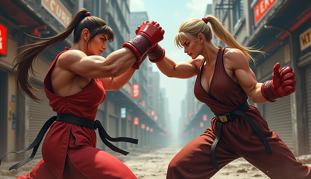 Famous game Street Fighter's female character fight.