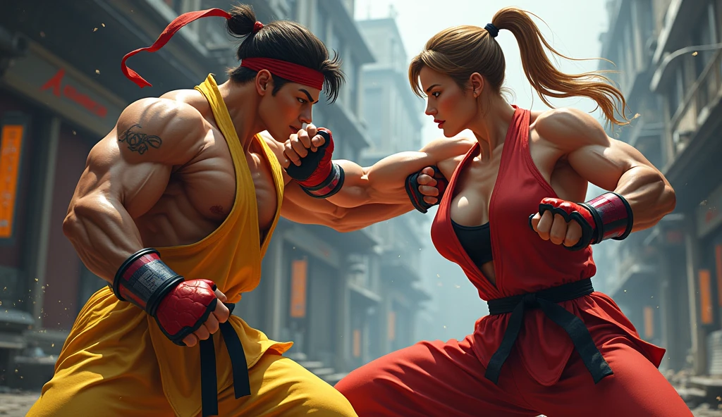 Famous game Street Fighter's female character fight.