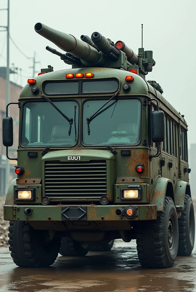  bus with fully armour and guns 

