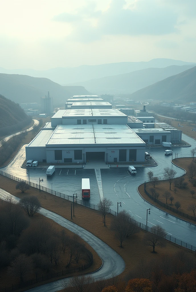 Frozen food industry plant from outside. image should be fully horizontal