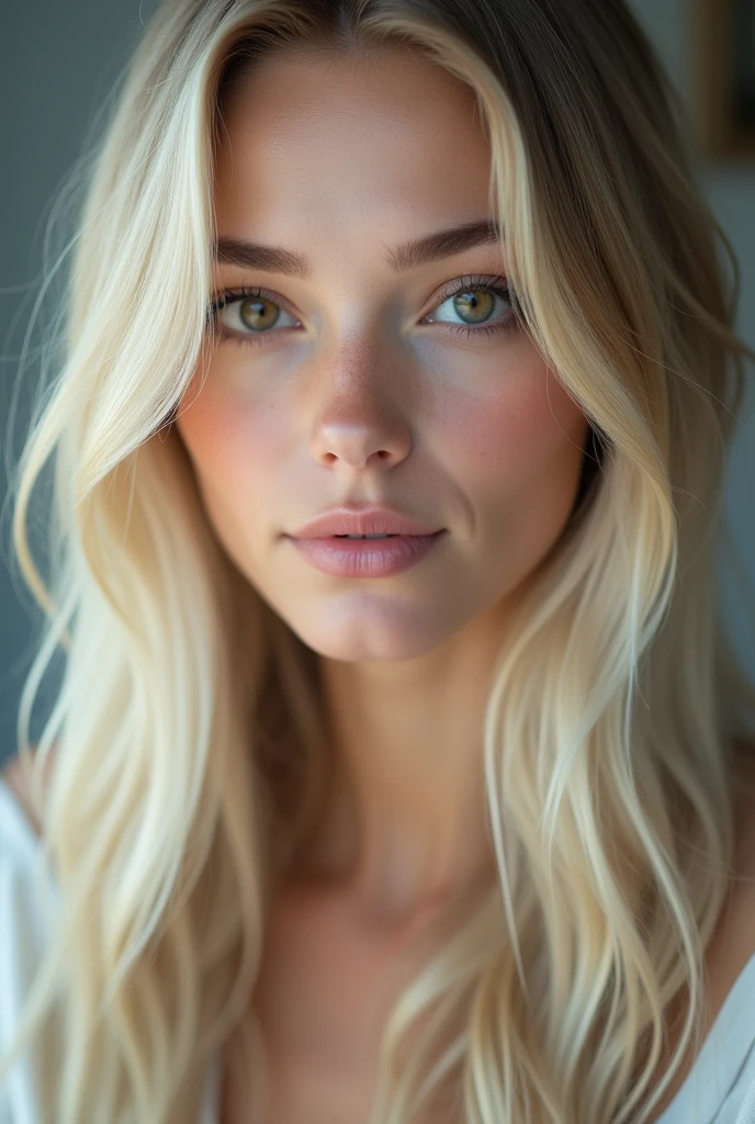 (high definition photography:1.6), Best Quality, professional portrait, ultra detailed, 8k, Professional lighting, F2.8, head shot, pretty girl, Beautiful, Perfect skin, (long light hair:1.3), very detailed light brown eyes, detailed skin, (Pale skin:1.2), bokeh