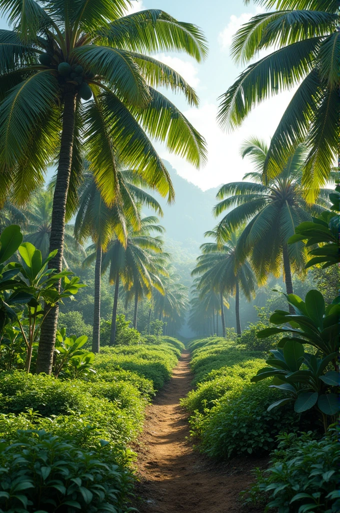 avocado trees with coconut farm 
