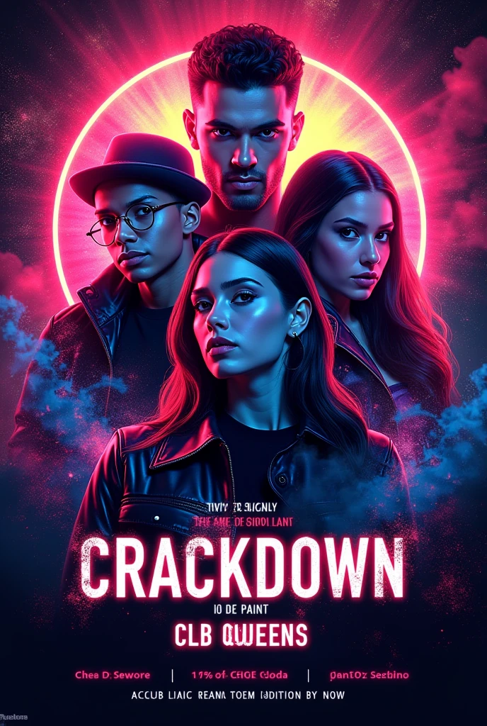 A night poster in a club named Queens  (Crackdown)  with line up four artist 