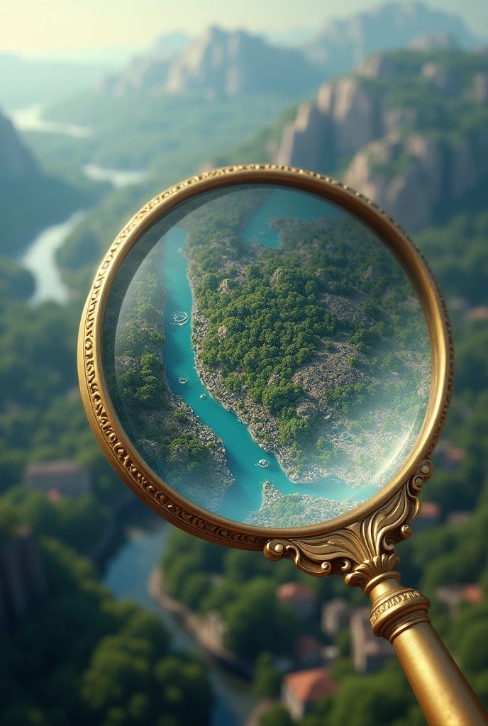 Magnifying glass looking down at the world