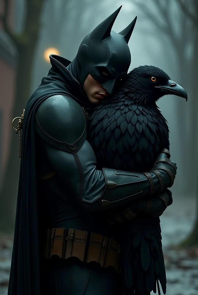 Raven and Damian Wayne hugging 
