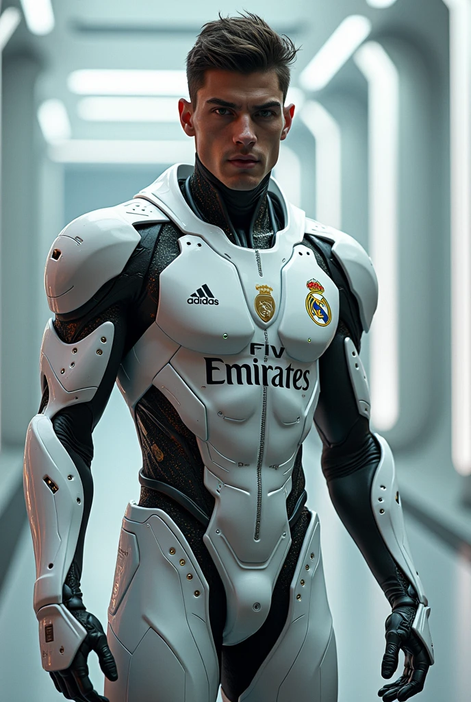 Federico Valverde with robo real madrid's suit