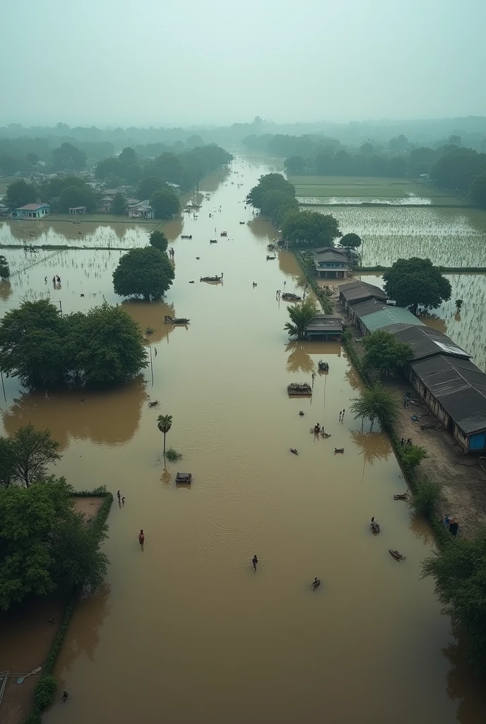 Picture of Flooded area of Bangladesh from the drone