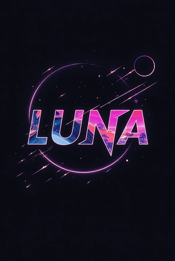 High resolution, Logo for Jdm cars, logo spelling swiftly “Luna” cool, Jdm theme, anime theme, Cyberpunk vibe name spelling, brand logo, logo for tshirt, brand logo “LUNA”, neon vibes, acid trip vibes, acid trip, shooting stars, acid trip inside “LUNA”, acid trip, hallucinations,