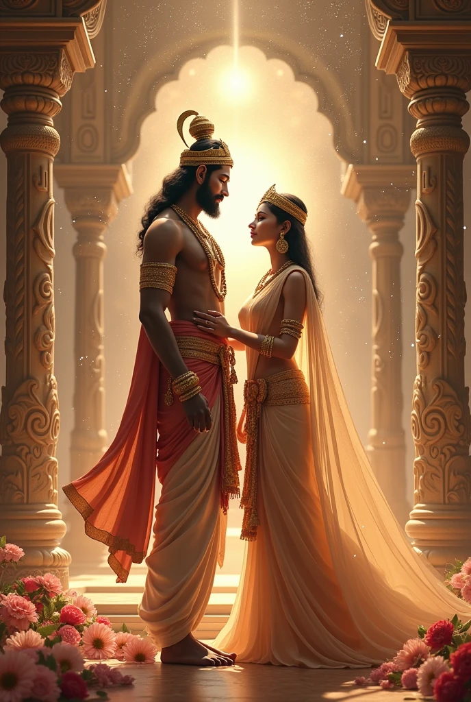 Lord vishnu with his sister parvati in a marriage with Lakshmi