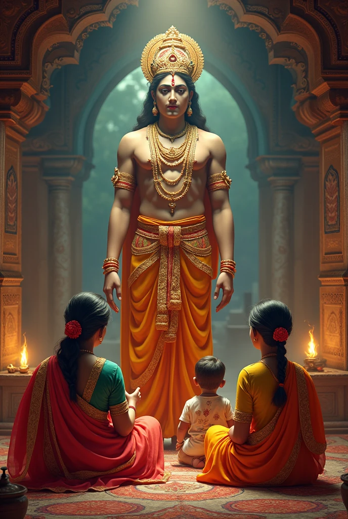 Indian family with a god