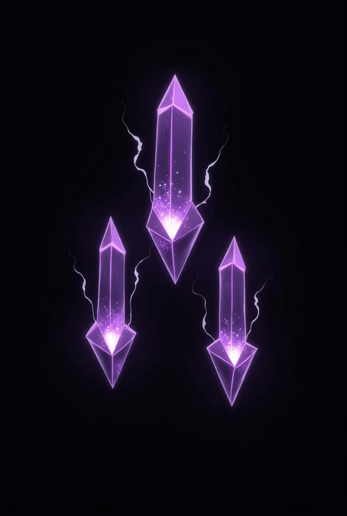 3 dark purple Crystals with a white tint in the middle with a black background behind the crystals it will say nenaeby.violence