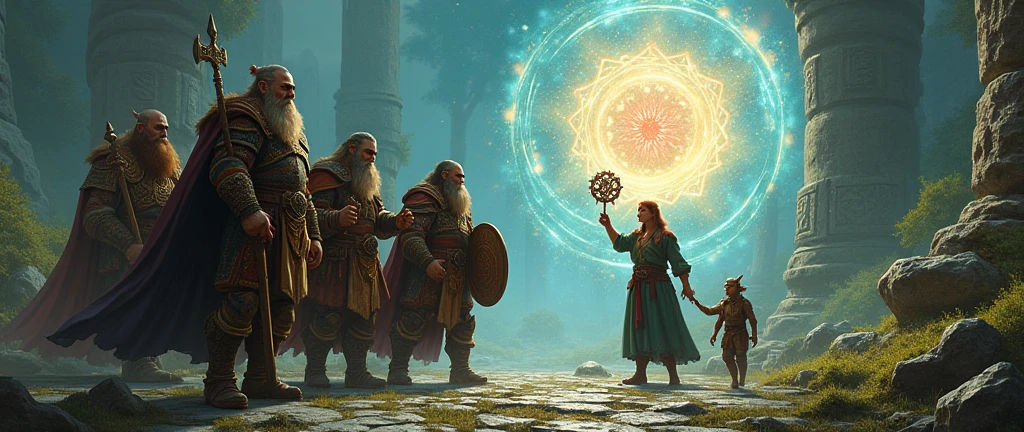 Dwarven warriors,Elven Sorcerer, Gnome Priest, The Hobbit Bandit, Fantasy, Wizardry