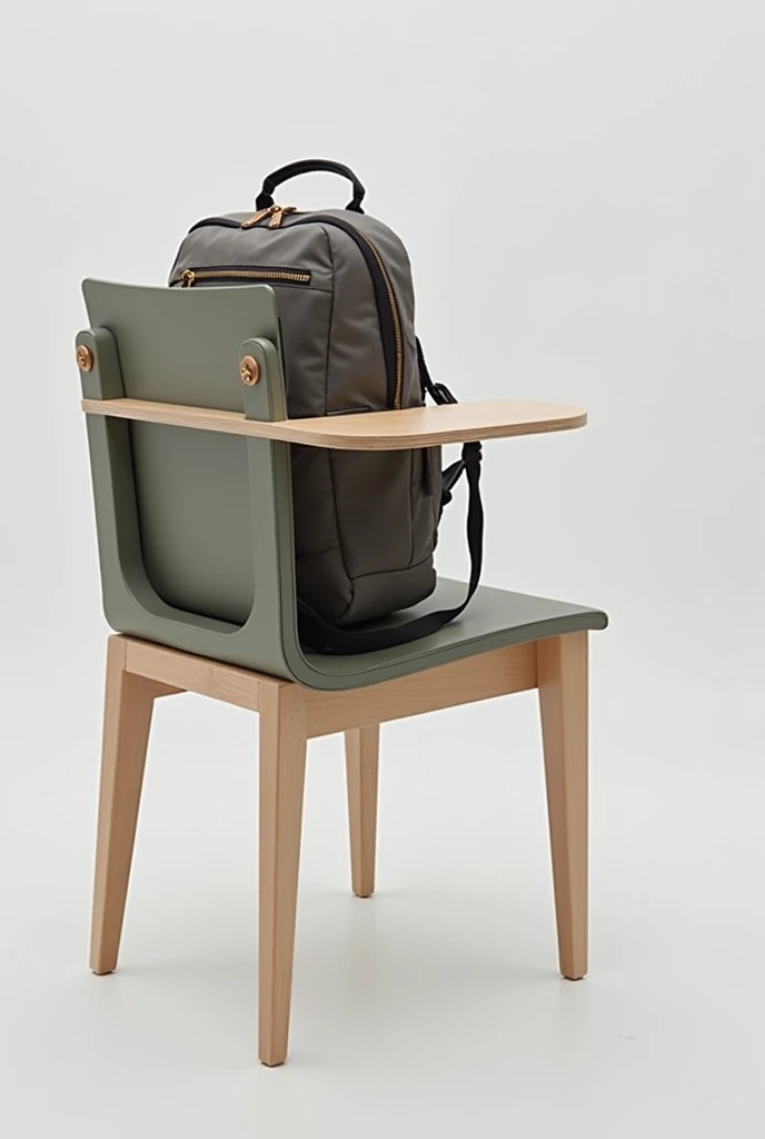 The chair can. you can sit on it and hang your bag next to it or on a function he holds the backpack 
