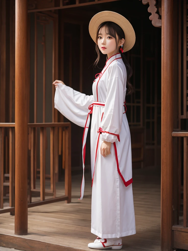 Ribbon attached White Chinese clothing