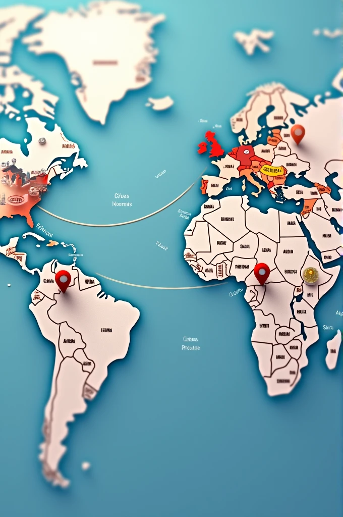 A world map with pins representing different AWS regions. Arrows could connect these regions to show how traffic could be rerouted from one region to another if a problem occurs.
