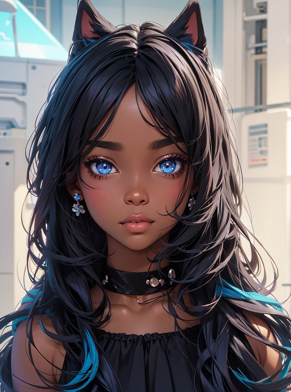 Black girl, perfectly detailed face, anime, pretty colors