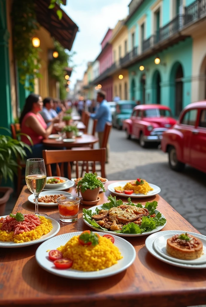 Delicious fancy lunch in Cuba as an Instagram post at a street cafe