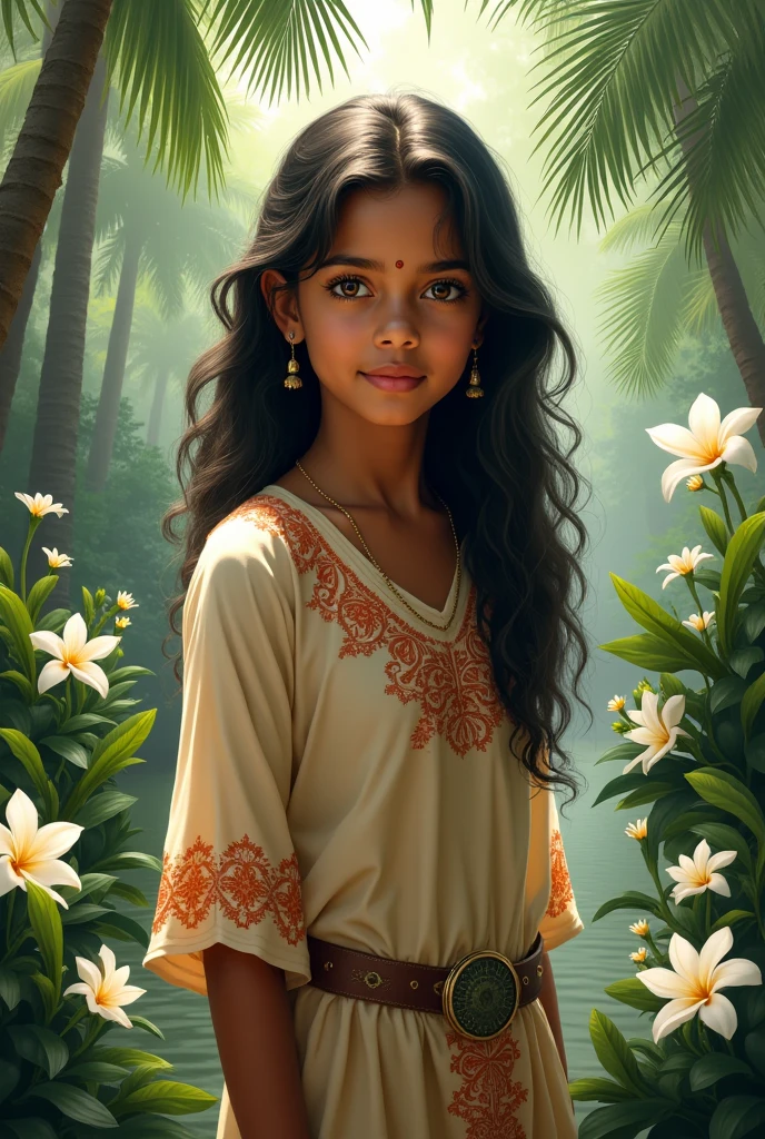 A girl with jasmine flowers in kerala