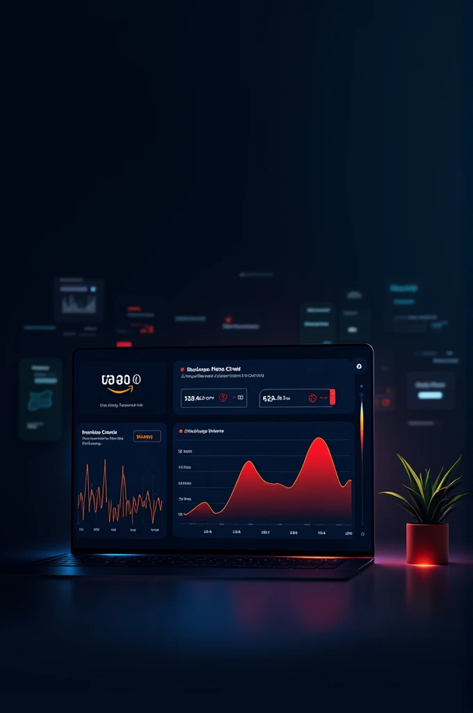 A dashboard with various metrics being monitored in real-time, with one metric showing a spike. You could also include an alert notification to illustrate how AWS Resilience Hub would notify the user of an issue.