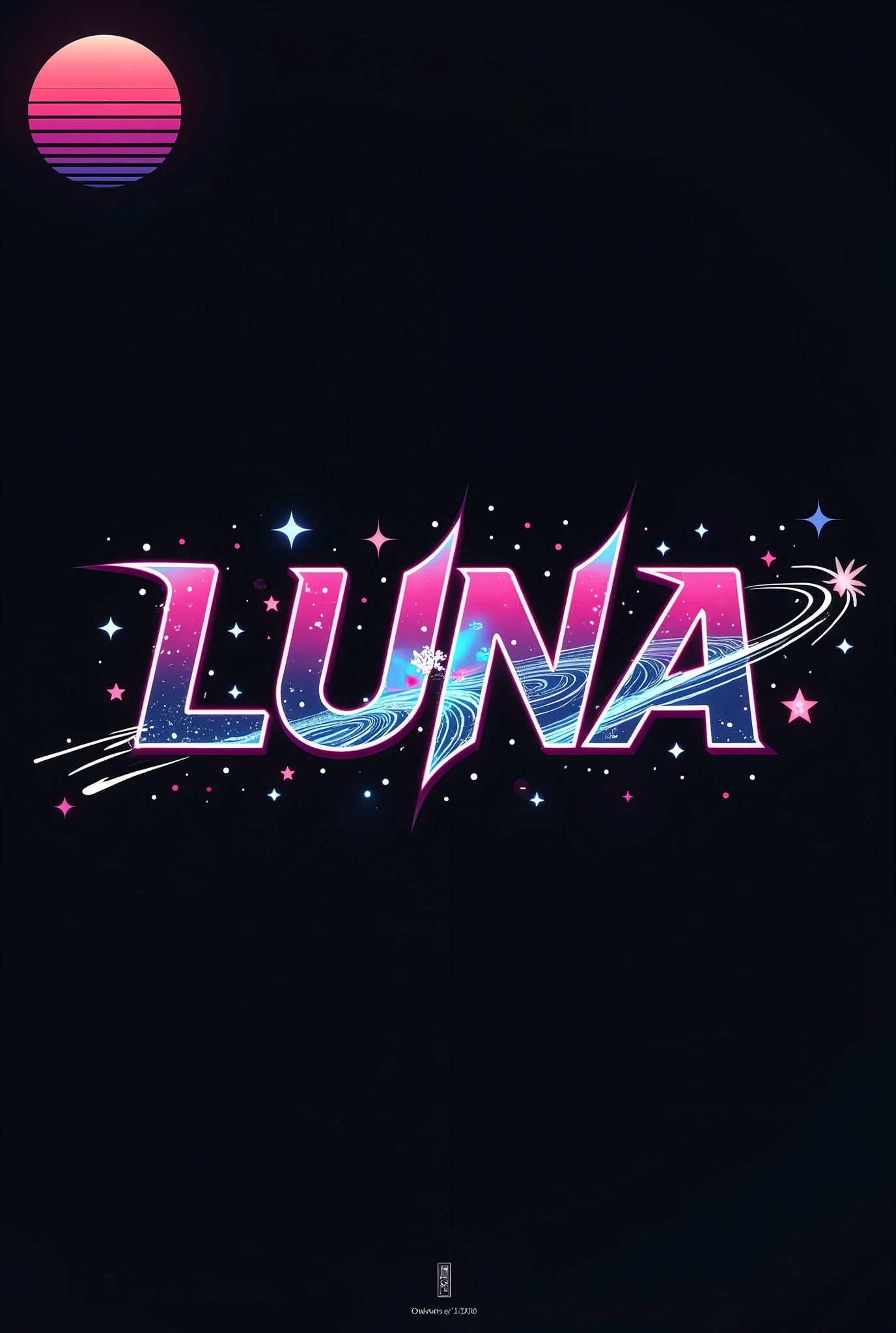 High resolution, Logo for Jdm cars, logo spelling swiftly “Luna” cool, Jdm theme, anime theme, Cyberpunk vibe name spelling, brand logo, logo for tshirt, brand logo “LUNA”, neon vibes, acid trip vibes, acid trip, shooting stars, acid trip inside “LUNA”, acid trip, hallucinations inside “LUNA”, Waves of hallucinations,