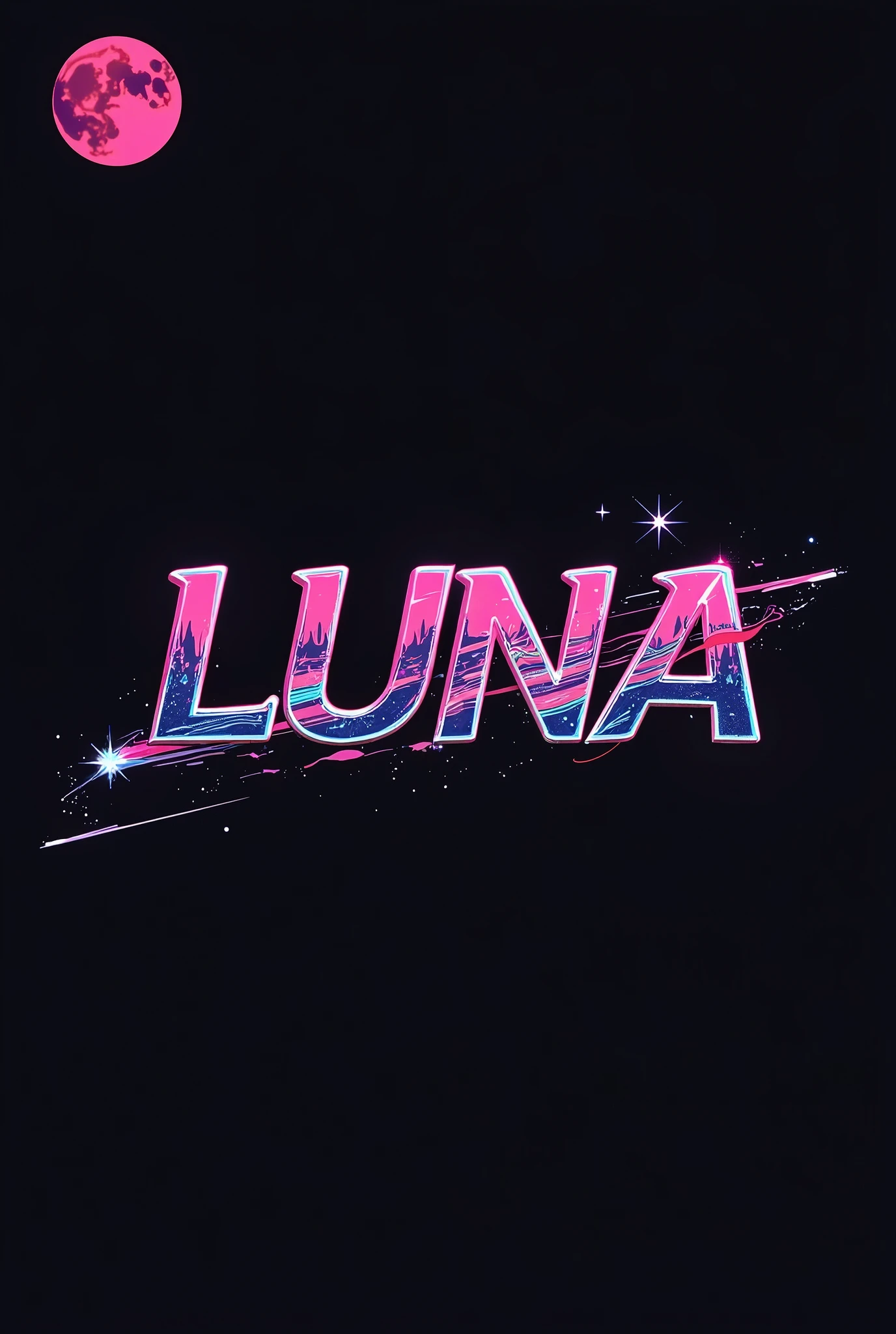High resolution, Logo for Jdm cars, logo spelling swiftly “Luna” cool, Jdm theme, anime theme, Cyberpunk vibe name spelling, brand logo, logo for tshirt, brand logo “LUNA”, neon vibes, acid trip vibes, acid trip, shooting stars, acid trip inside “LUNA”, acid trip, hallucinations inside “LUNA”, Waves of hallucinations,