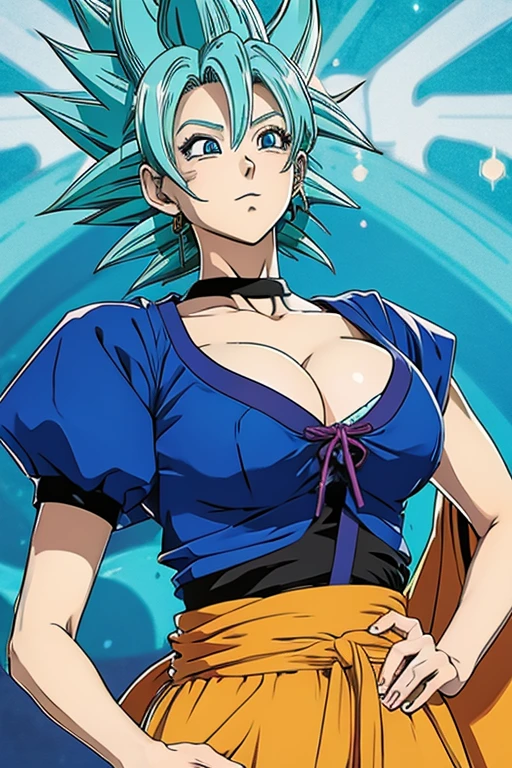 Dragon Ball　Vegito　Feminization　Big Breasts　Embarrassed　potara　Looking up　lure