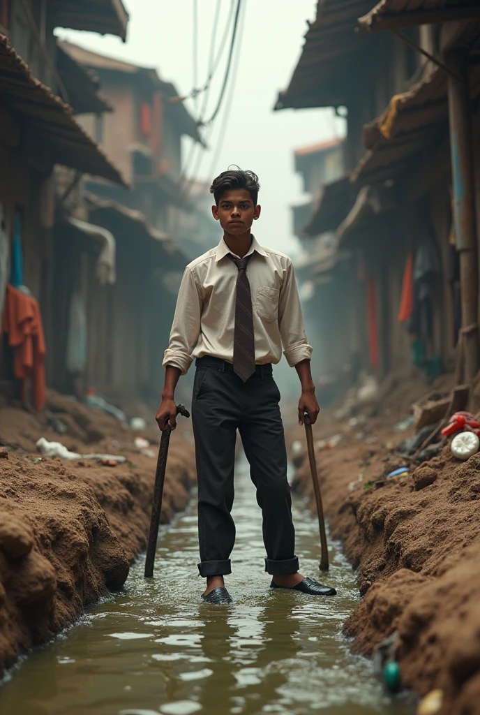 Rich boy cleaning drainage in india