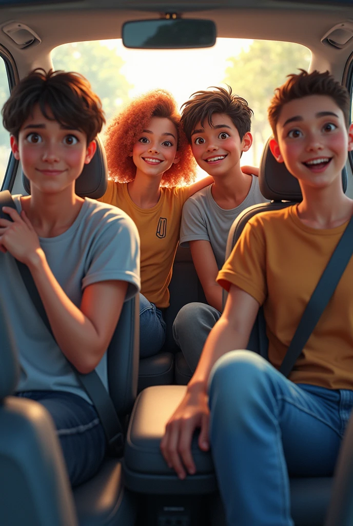 Five students in a car