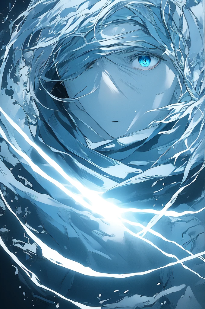 gojou satoru, 1boy, male focus, solo,  full body, blue eyes, blindfold, white hair, night, one eye covered, parted lips, high collar, looking at viewer, 
 