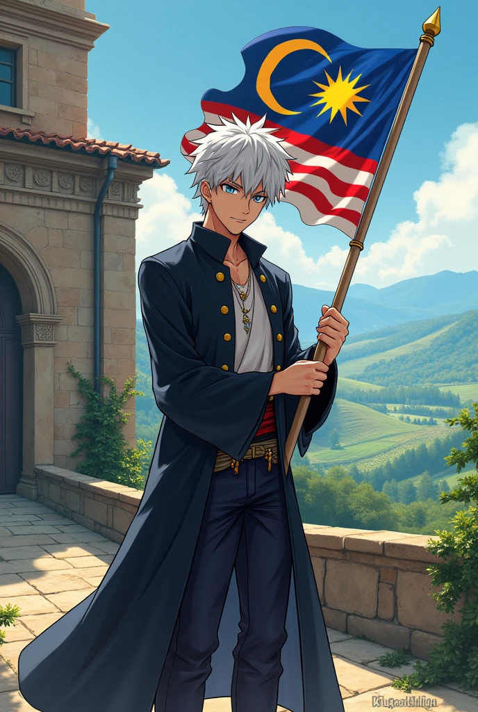Jujutsu Kaisen Gojo and Italian holding Malaysian flag